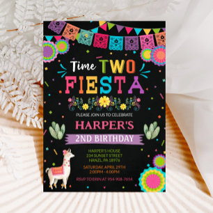 Time Two Fiesta   Mexican 2nd Birthday Invitation
