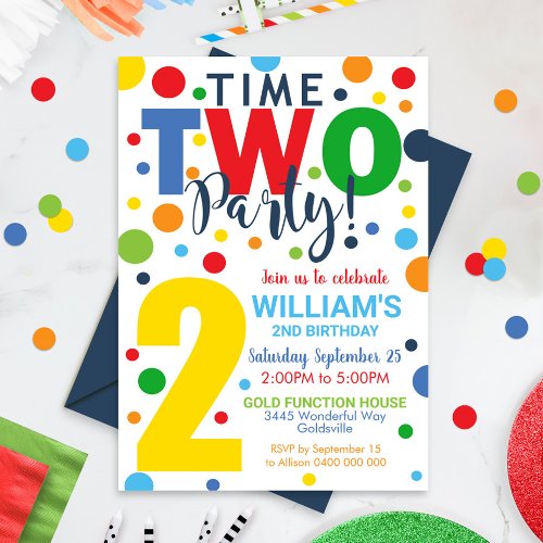 Time TWO Party Birthday Invitation 2nd Birthday