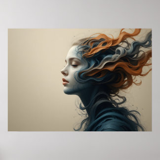 Time-Warped Faces Poster Abstract Wall Art