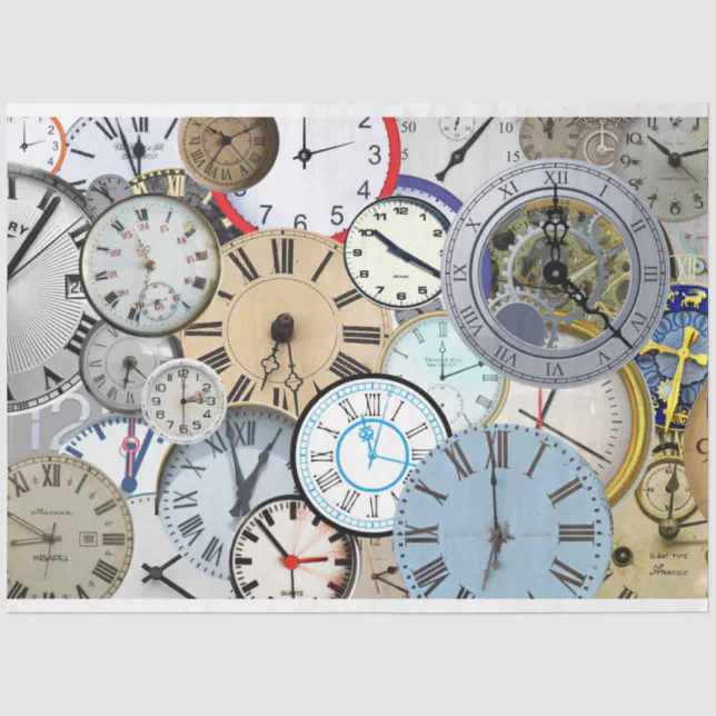 Time Watches and Clocks Decoupage Tissue Paper | Zazzle