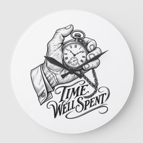 Time Well Spent – Vintage Pocket Watch Large Clock