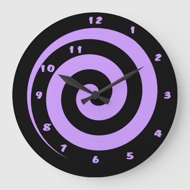 Time Winds Down Purple and Black Spiral Wall Clock (Front)