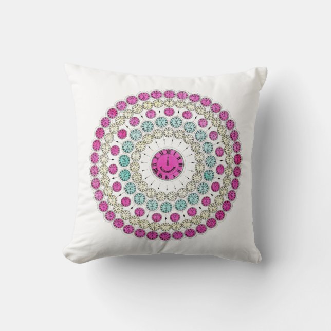 Time Zone Diagram of Mechanical Clock Dials Throw Pillow (Front)