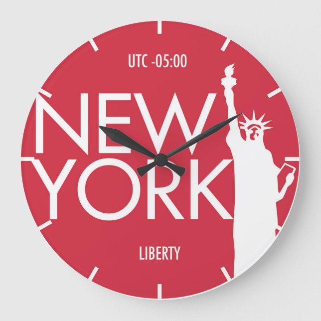 Time Zone Typography Wall Clock New York (Front)
