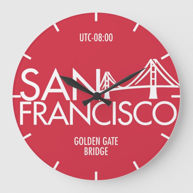 Time Zone Typography Wall Clock San Francisco (Front)