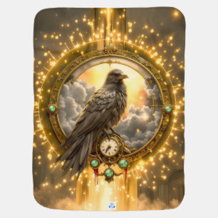 Timekeeper Raven – Gothic Clockwork Baby Blanket