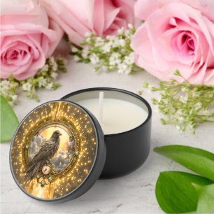 Timekeeper Raven – Gothic Clockwork Mini Candle Favors