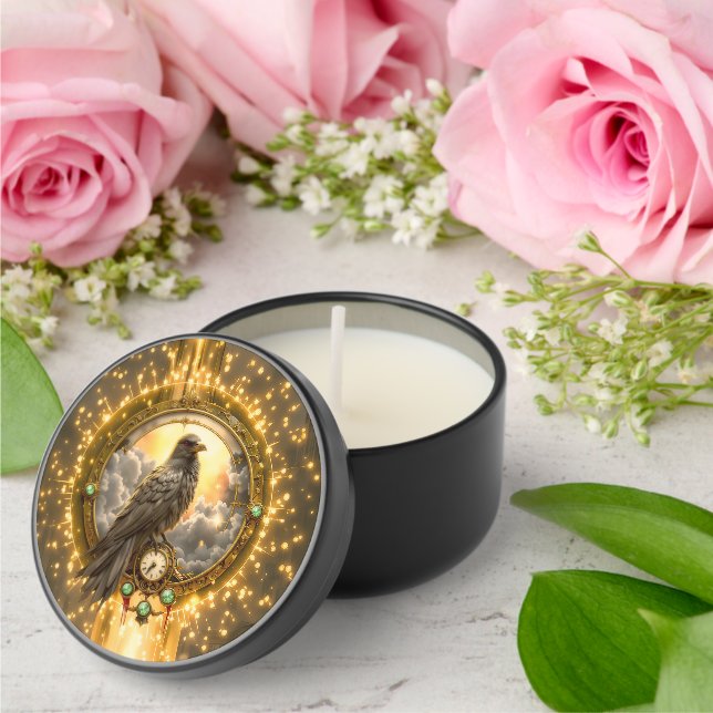 Timekeeper Raven – Gothic Clockwork  Mini Candle Favors (Insitu (Wedding))