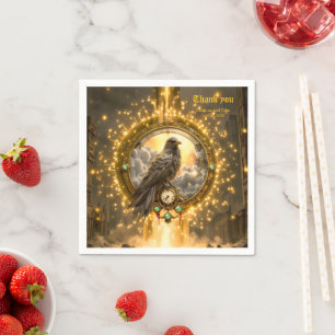 Timekeeper Raven – Gothic Clockwork Napkins
