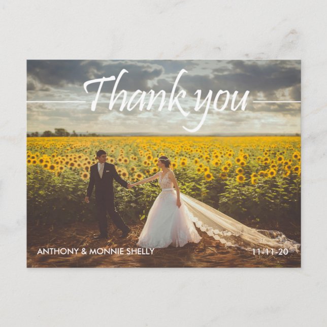 Timeless 2 Photo Wedding Thank You Postcard (Front)