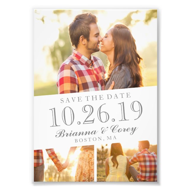 Timeless 3-Photo Save The Date Photo Print (Front)
