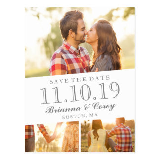 Timeless 3-Photo Save the Date Postcard