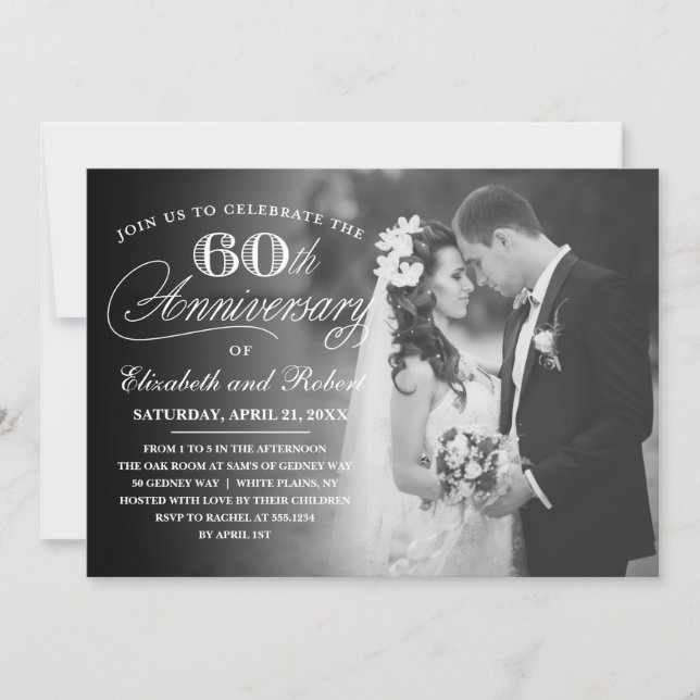 Timeless 60th Anniversary Party Photo Invitation (Front)