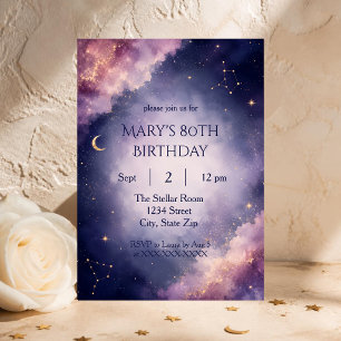 Timeless 80th Birthday Invitation Luxury Stars