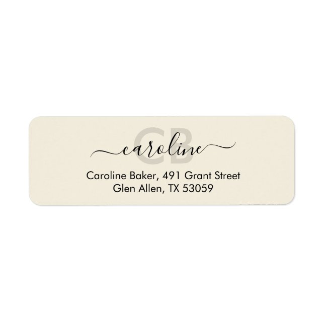 Timeless -- Antique White Monogram Address Label (Front)
