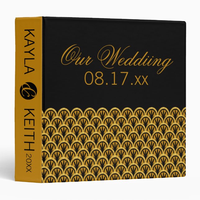 Timeless Art Deco Wedding Album 3 Ring Binder (Front/Spine)