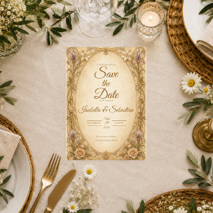 Timeless Art Nouveau Botanical Romance Wedding Save The Date