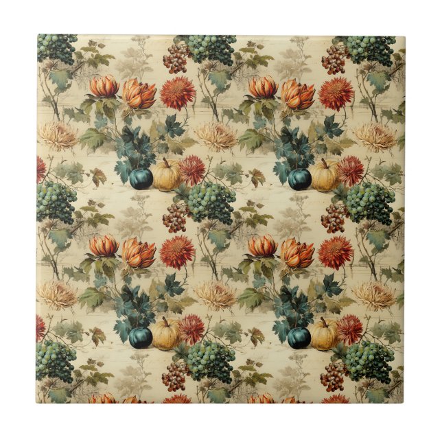 Timeless Autumn Harvest in Warm Muted Tones Ceramic Tile (Front)