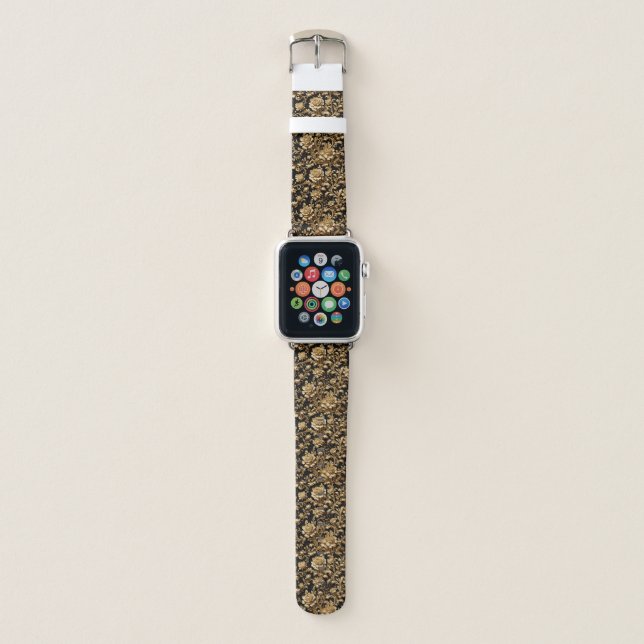 Timeless Baroque Black & Gold  Apple Watch Band (Front)