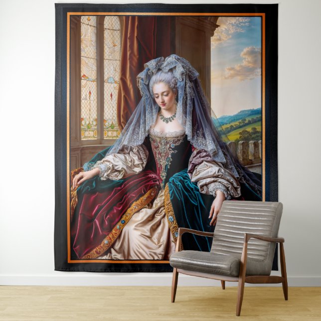 Timeless Beauty Of A Majestic Lady Wearing A Veil Tapestry (In Situ)