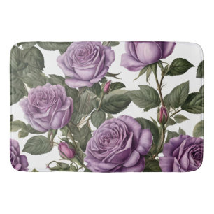 "Timeless Beauty: Purple Provincial Vintage Roses" Bath Mat