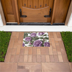 "Timeless Beauty: Purple Provincial Vintage Roses" Doormat