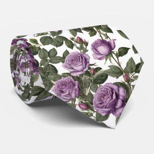 "Timeless Beauty: Purple Provincial Vintage Roses" Neck Tie