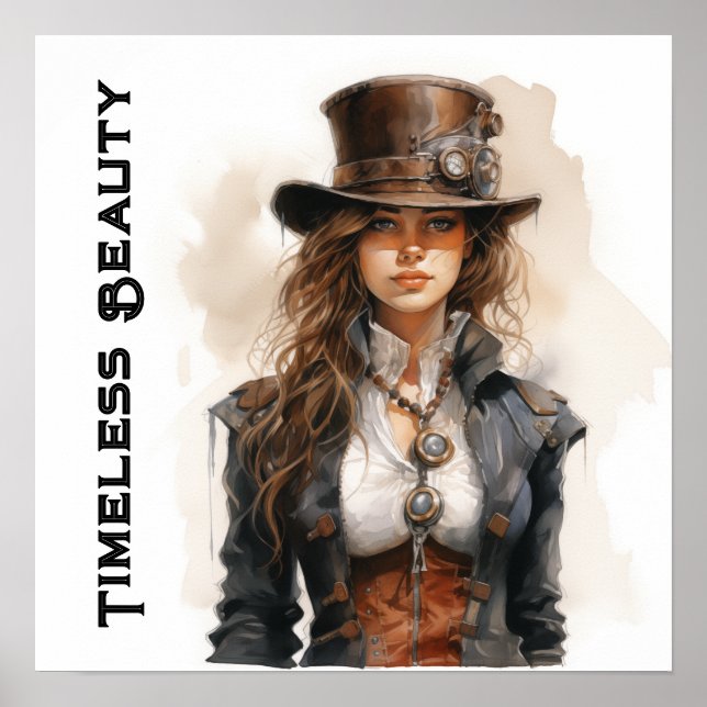 Timeless Beauty Steampunk Young Woman  Poster (Front)
