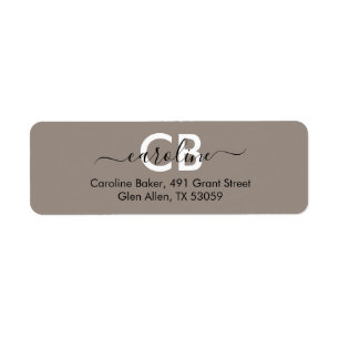 Timeless - Beige Gray Monogram Address Label