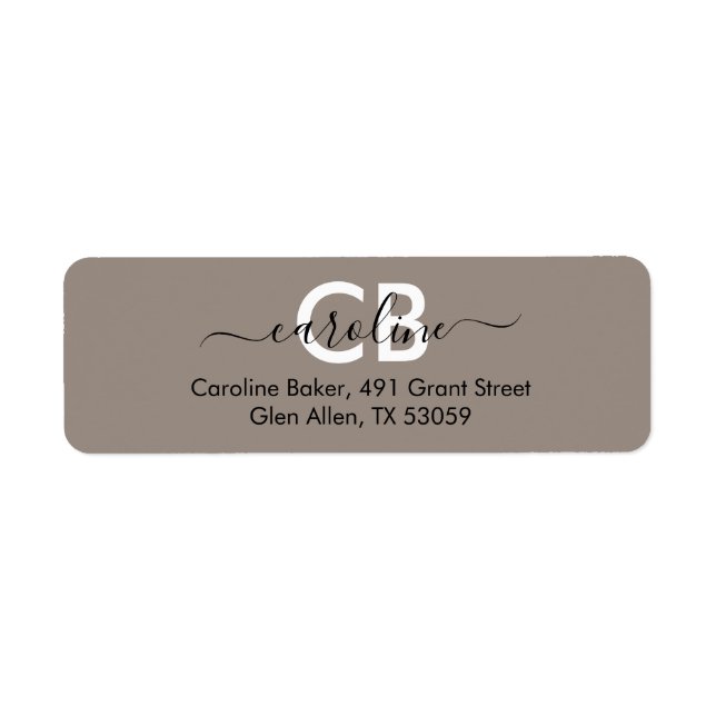 Timeless - Beige Gray Monogram Address Label (Front)