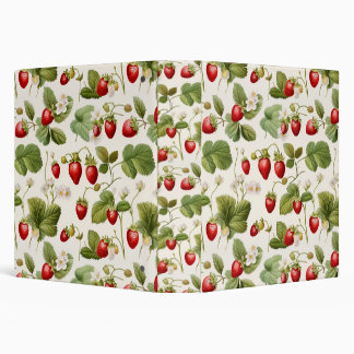 Timeless Berry Bliss Strawberry Pattern 3 Ring Binder