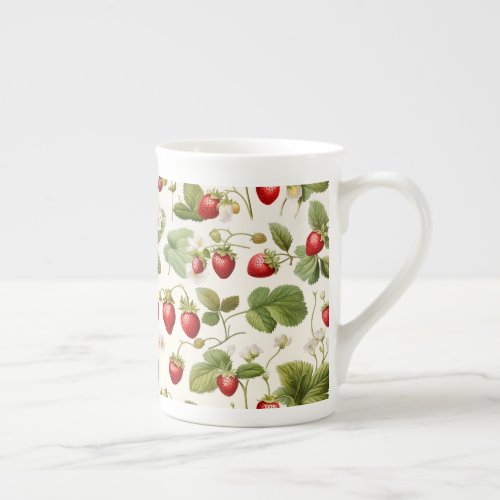 Timeless Berry Bliss Strawberry Pattern Bone China Mug