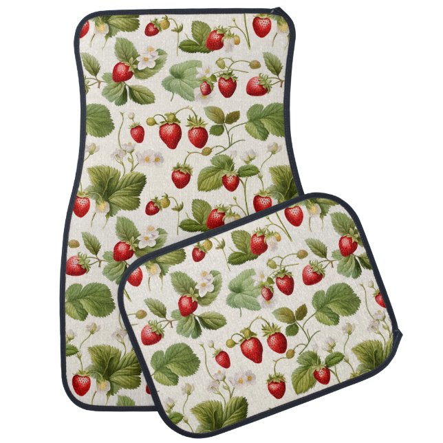Timeless Berry Bliss Strawberry Pattern Car Floor Mat (Set)