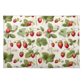 Timeless Berry Bliss Strawberry Pattern Cloth Placemat