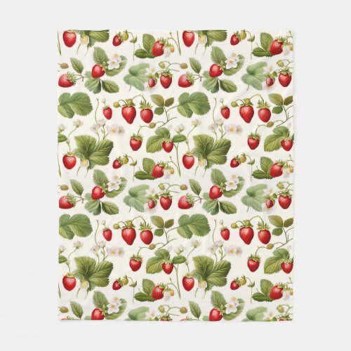 Timeless Berry Bliss Strawberry Pattern Fleece Blanket