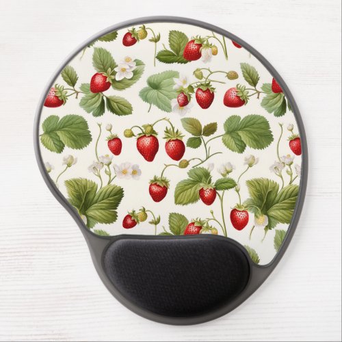 Timeless Berry Bliss Strawberry Pattern Gel Mouse Pad