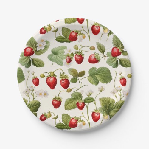 Timeless Berry Bliss Strawberry Pattern Paper Plates