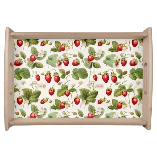 Timeless Berry Bliss Strawberry Pattern Serving Tray