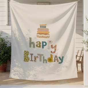 Timeless Birthday Banner, Personalized Bday Backdr Tapestry