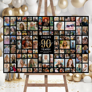 Timeless Black 90th Birthday 102 Photo Board