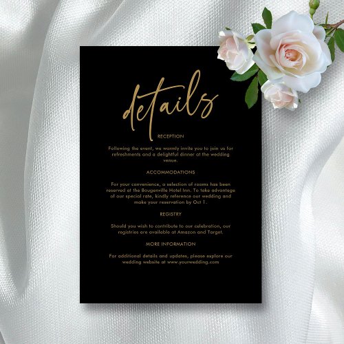 Timeless Black and Gold Wedding Enclosure Card