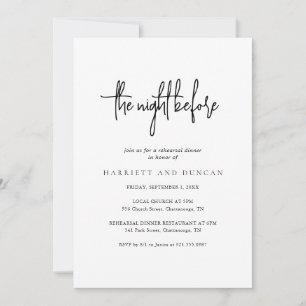 Timeless Black and White Elegant Rehearsal Dinner Invitation