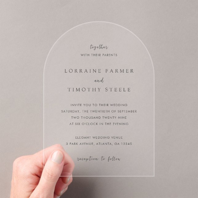 Timeless Black and White Elegant Wedding Acrylic Invitations (Insitu (Handheld))