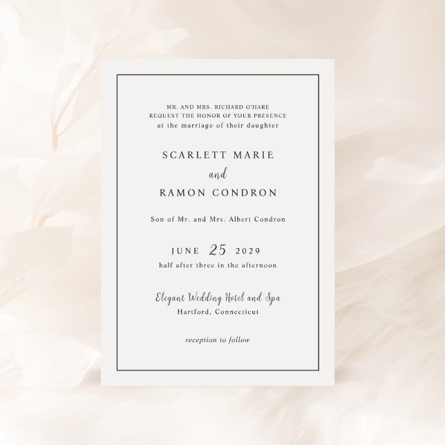 Timeless Black and White Elegant Wedding Invitation (Creator Uploaded)