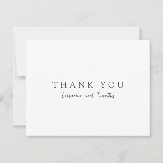 Timeless Black and White Elegant Wedding Thank You Card (Front)