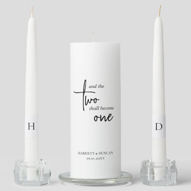 Timeless Black and White Elegant Wedding Unity Candle Set (Front)