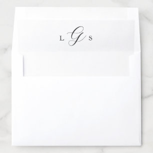 Timeless Black and White Monogram Elegant Wedding Envelope Liner