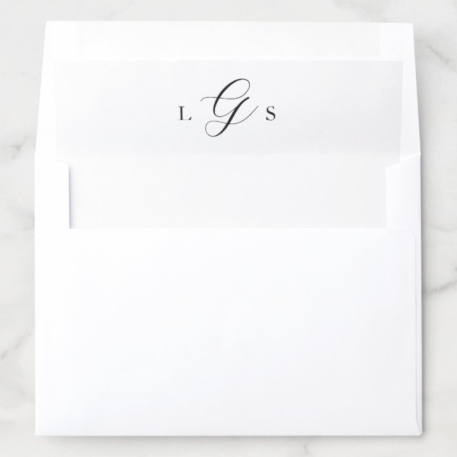 Timeless Black and White Monogram Elegant Wedding Envelope Liner (In Envelope)