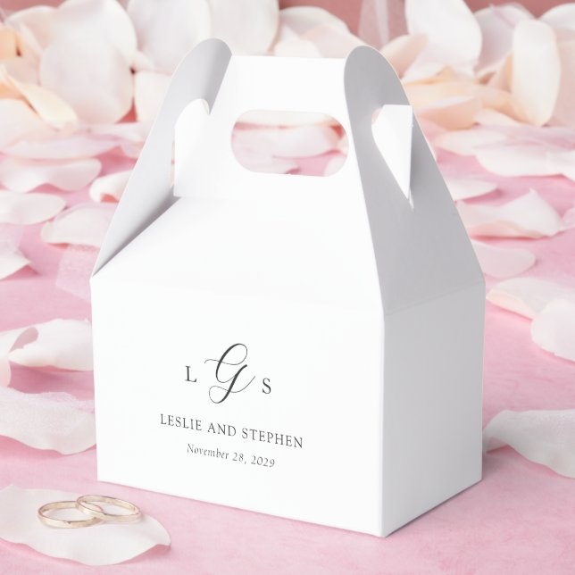Timeless Black and White Monogram Elegant Wedding Favor Boxes (Wedding)
