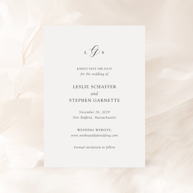 Timeless Black and White Monogram Elegant Wedding Save The Date (Creator Uploaded)